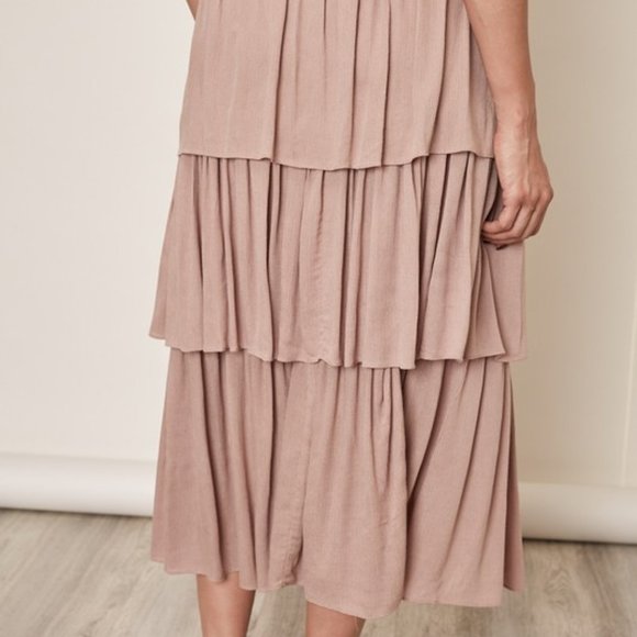 Smocked waist Long Layered Skirt - Picture 3 of 5